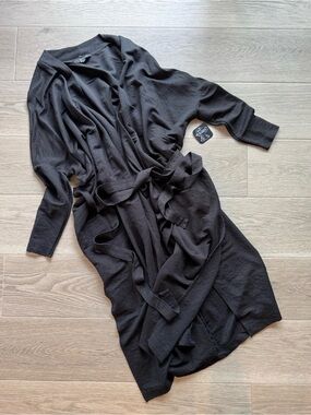 Club Monaco Gray Knit Wrap Kimono with Belt